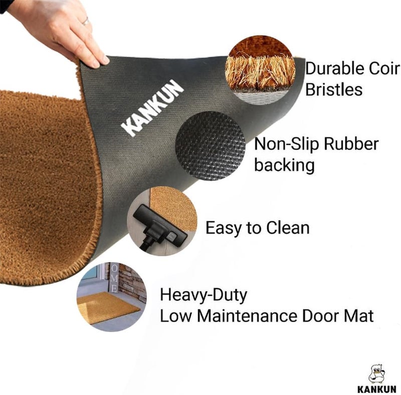 Kankun Coco Coir Door Mat with Heavy Duty Backing, Welcome Doormat (17" x 30"), Doormat Entrance (Lavender Floral) - Image 4